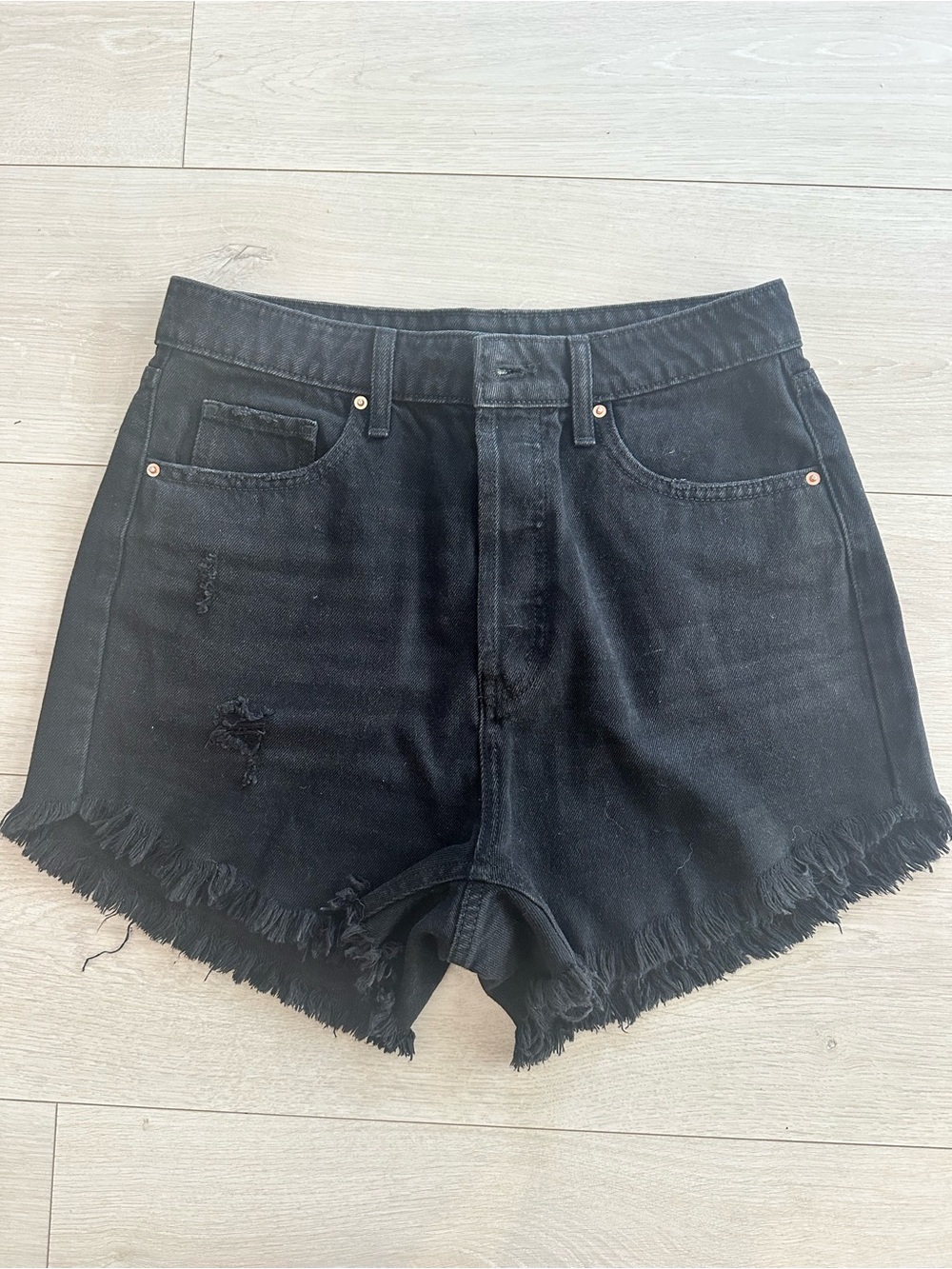 wild fable Black Frayed Hem Denim Shorts